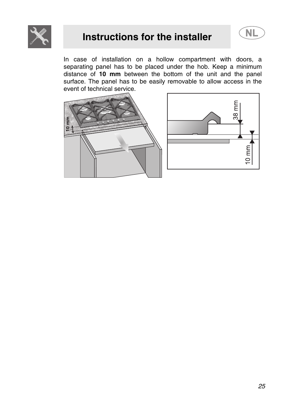 Instructions for the installer | Smeg GKCO755 User Manual | Page 5 / 18