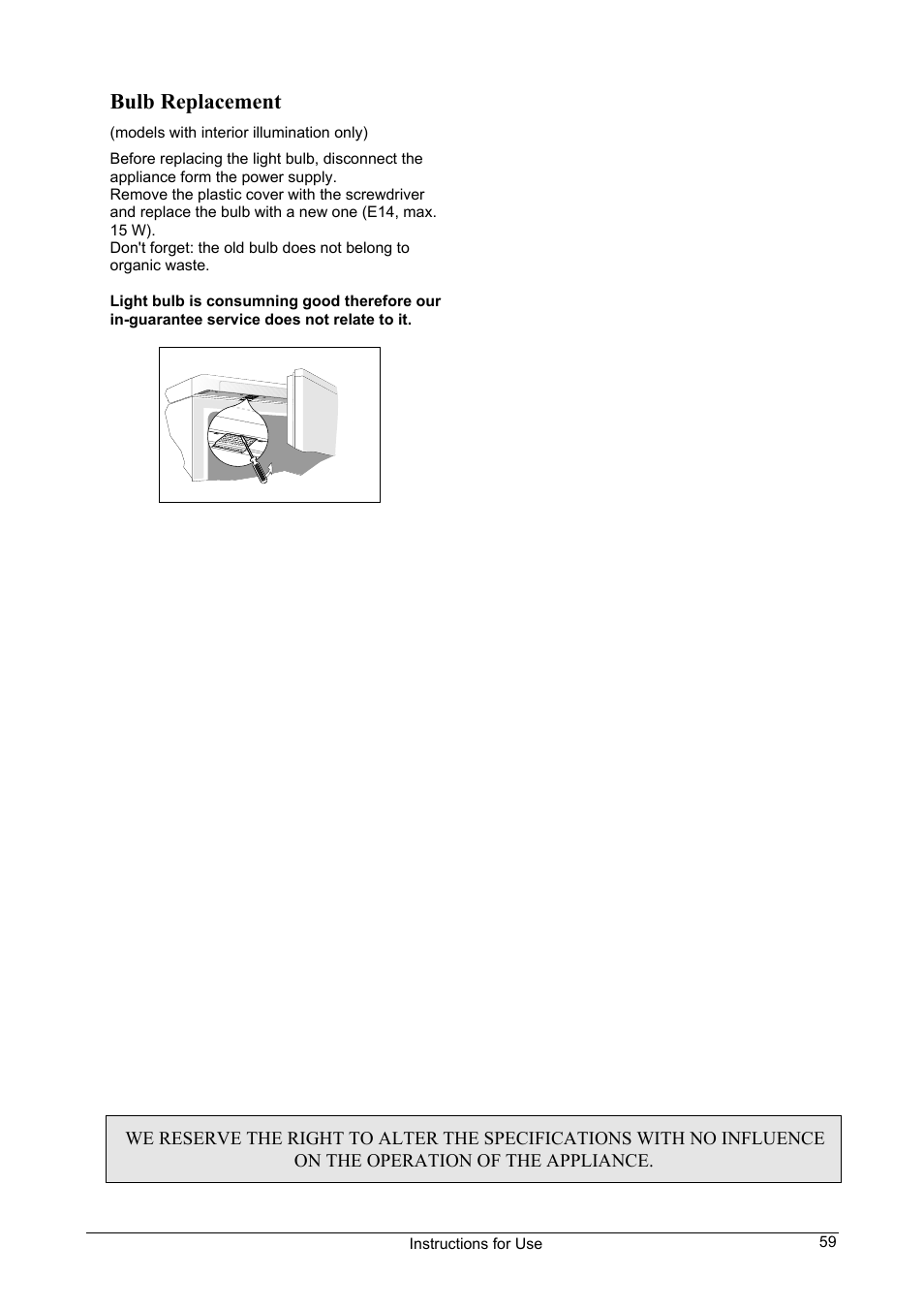 Bulb replacement | Smeg CV24A User Manual | Page 13 / 13