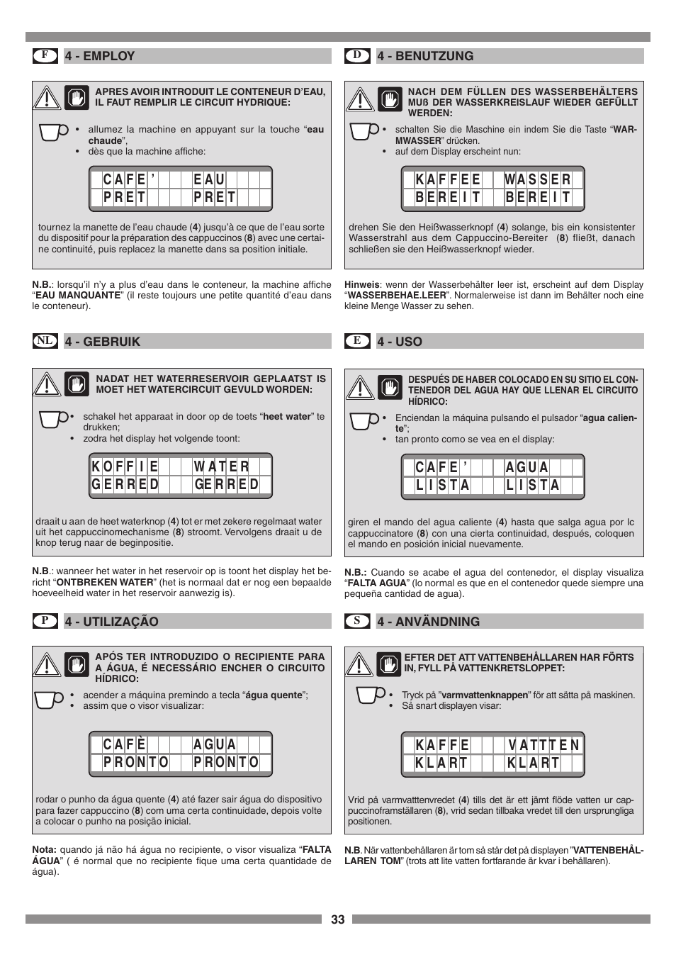 Smeg SCM1 User Manual | Page 33 / 108