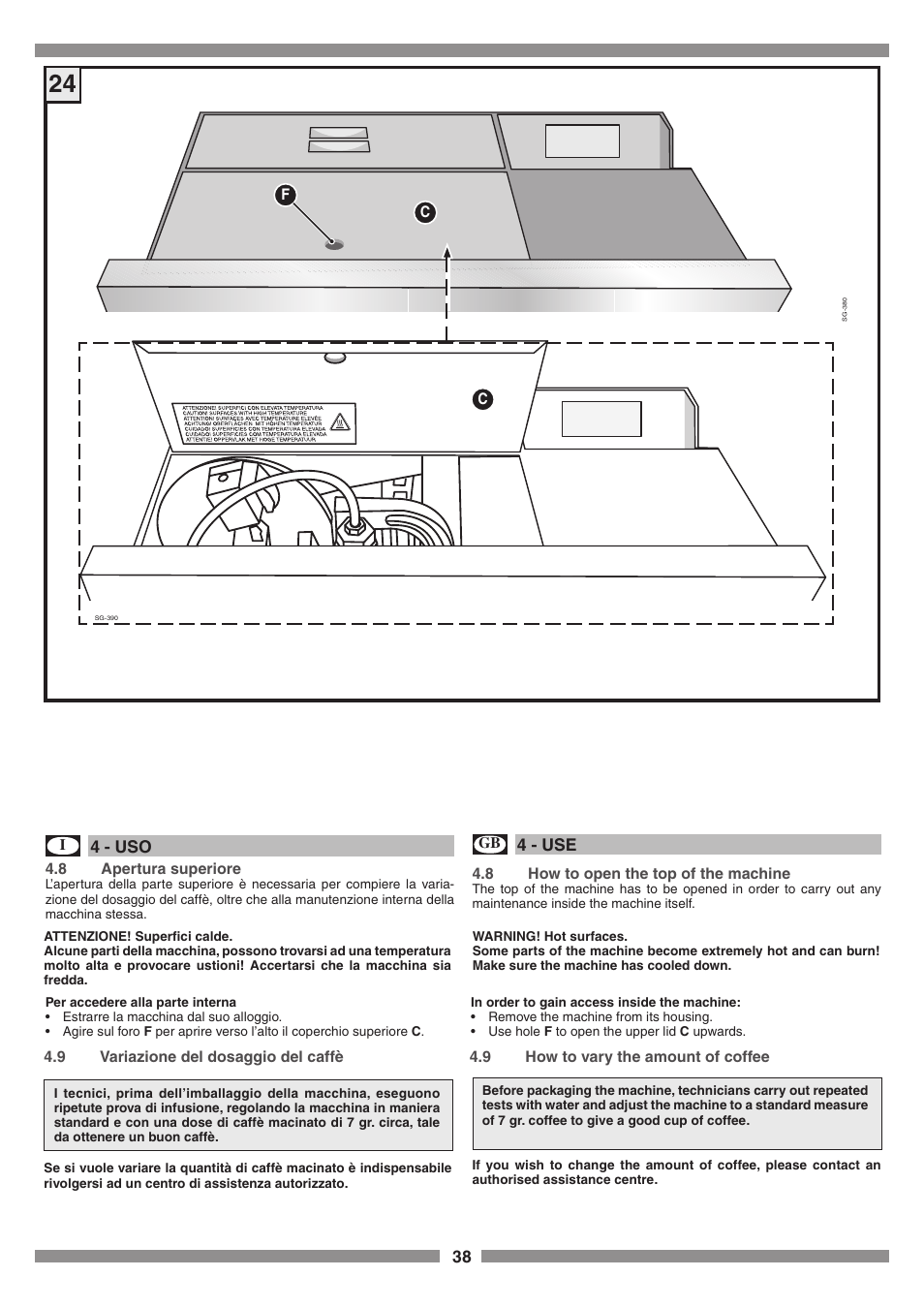 Smeg SCM1 User Manual | Page 38 / 108