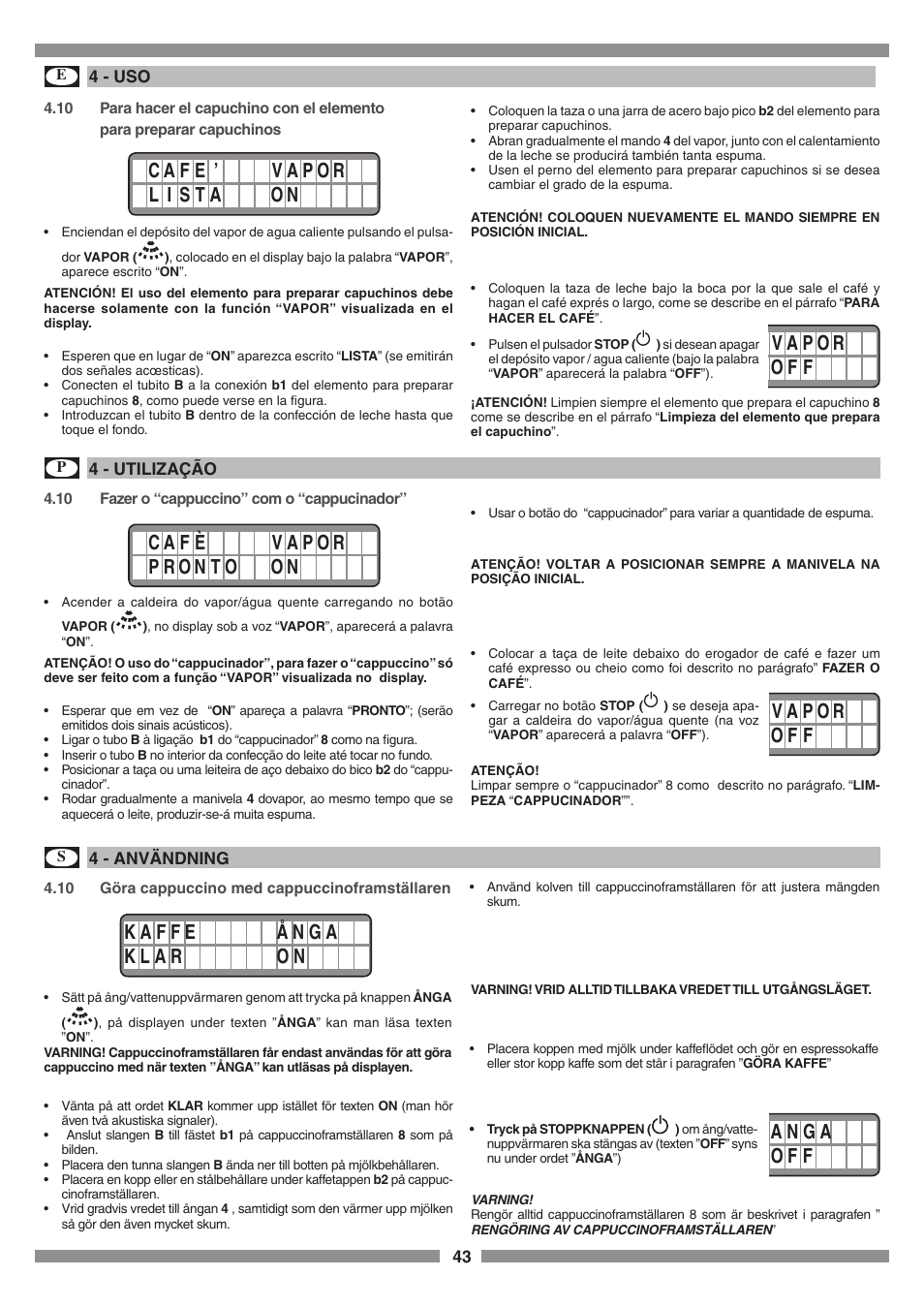 Smeg SCM1 User Manual | Page 43 / 108