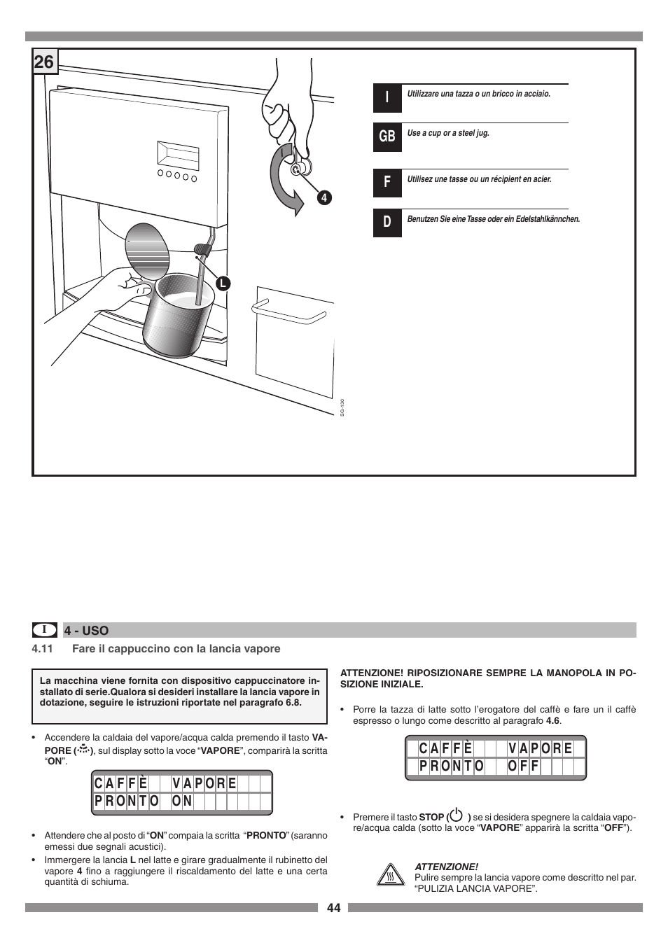 Smeg SCM1 User Manual | Page 44 / 108