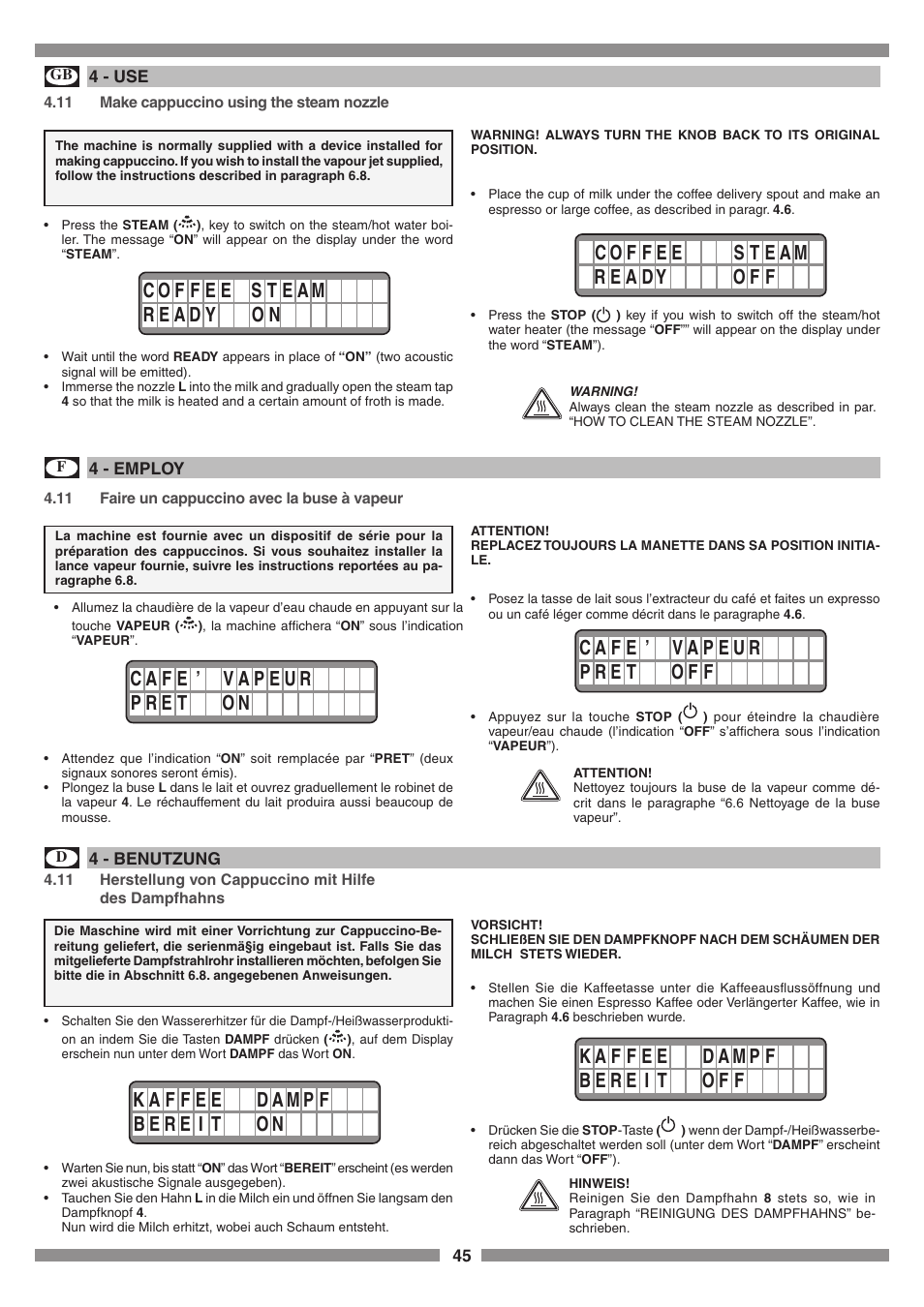 Smeg SCM1 User Manual | Page 45 / 108