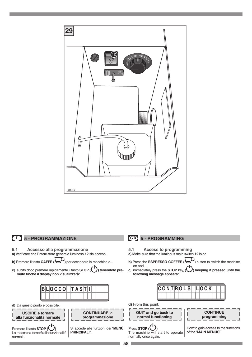 5 - programmazione, 5 - programming | Smeg SCM1 User Manual | Page 58 / 108