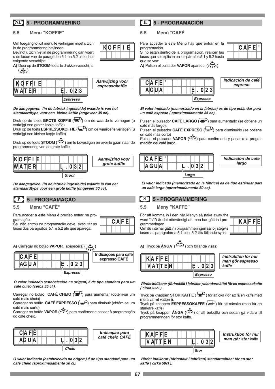 C a f e, C a f è | Smeg SCM1 User Manual | Page 67 / 108
