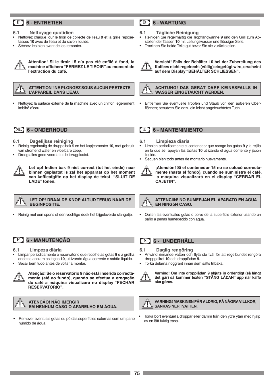 Smeg SCM1 User Manual | Page 75 / 108