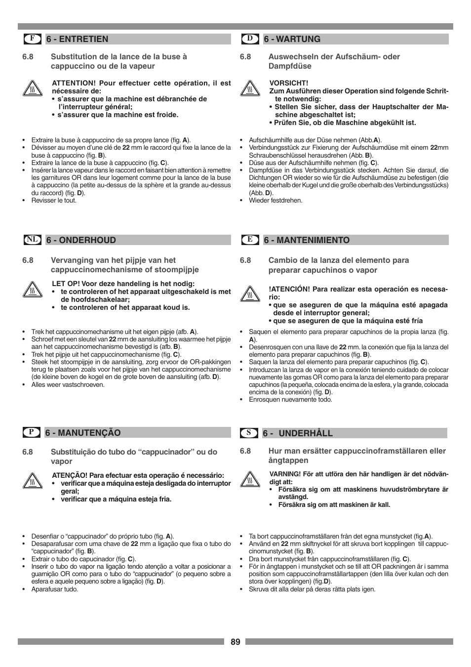 Smeg SCM1 User Manual | Page 89 / 108