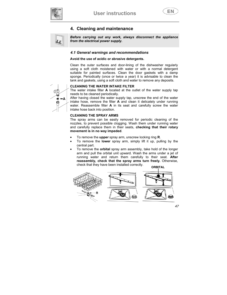 User instructions | Smeg CA01-3 User Manual | Page 30 / 34