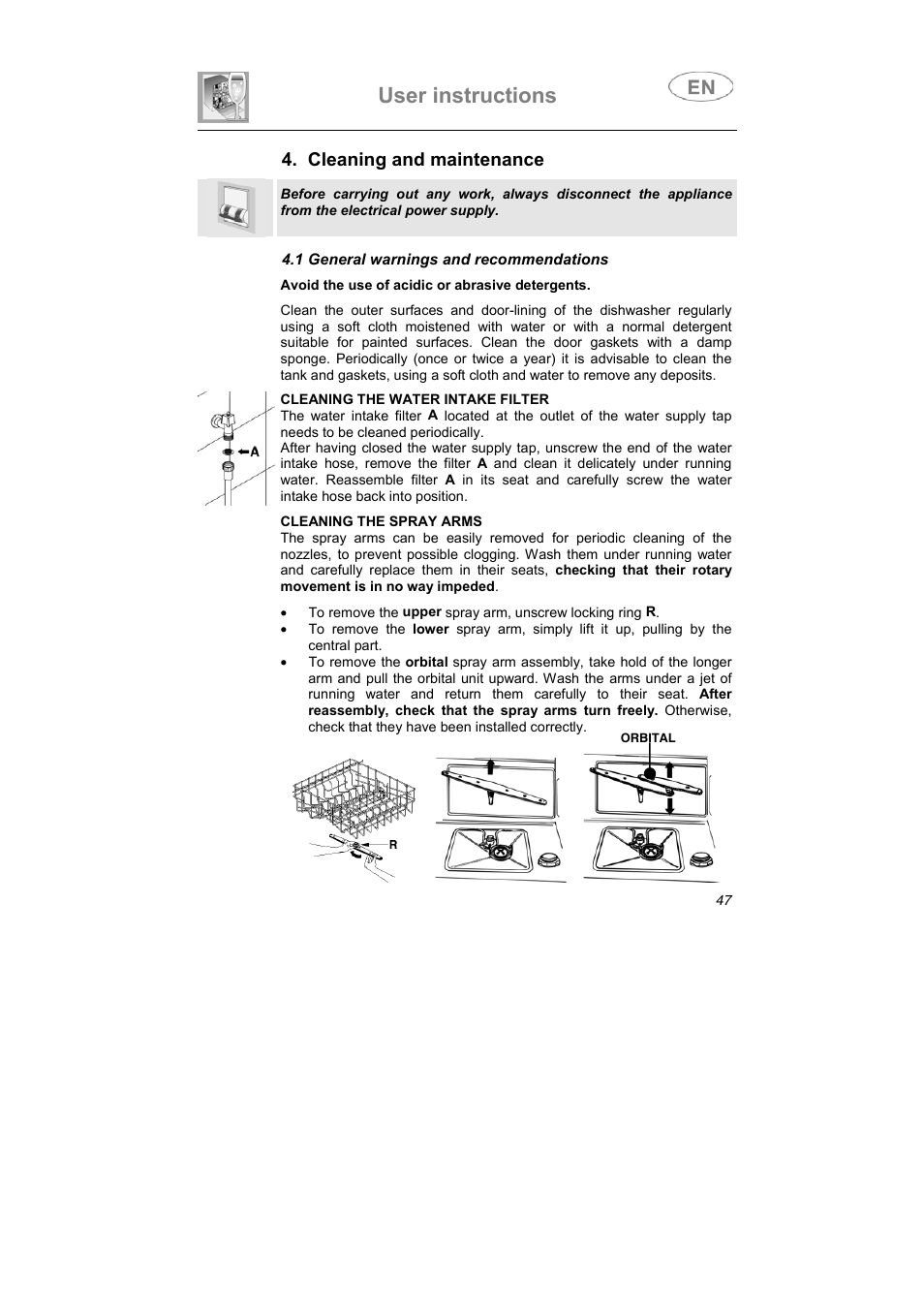 User instructions, Cleaning and maintenance | Smeg STX1-5 User Manual | Page 35 / 39