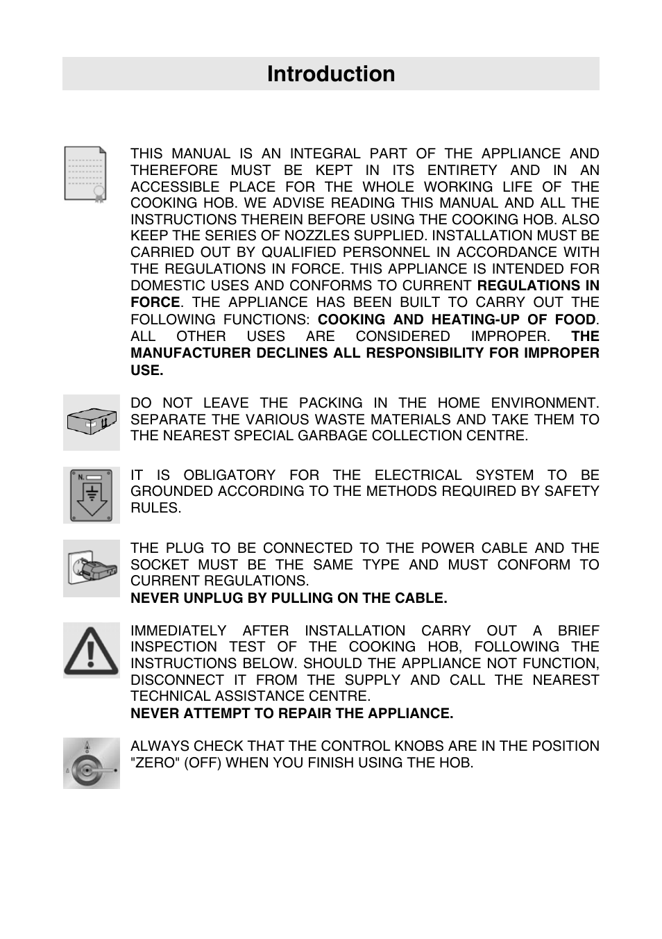 Introduction, 1instructions for safe and proper use | Smeg SER63LPG User Manual | Page 2 / 20