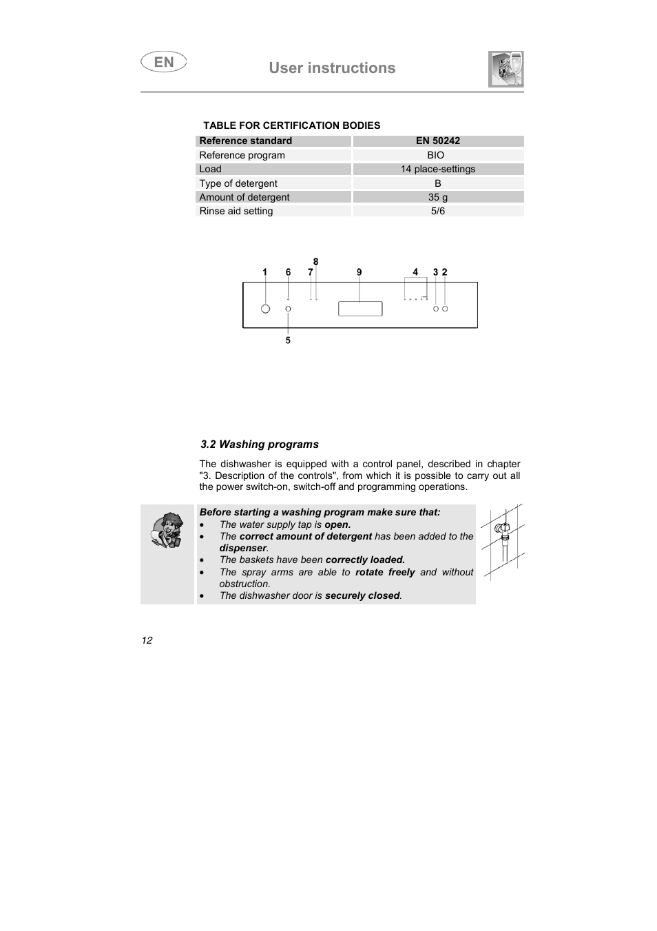 User instructions | Smeg DF614FAS User Manual | Page 11 / 34