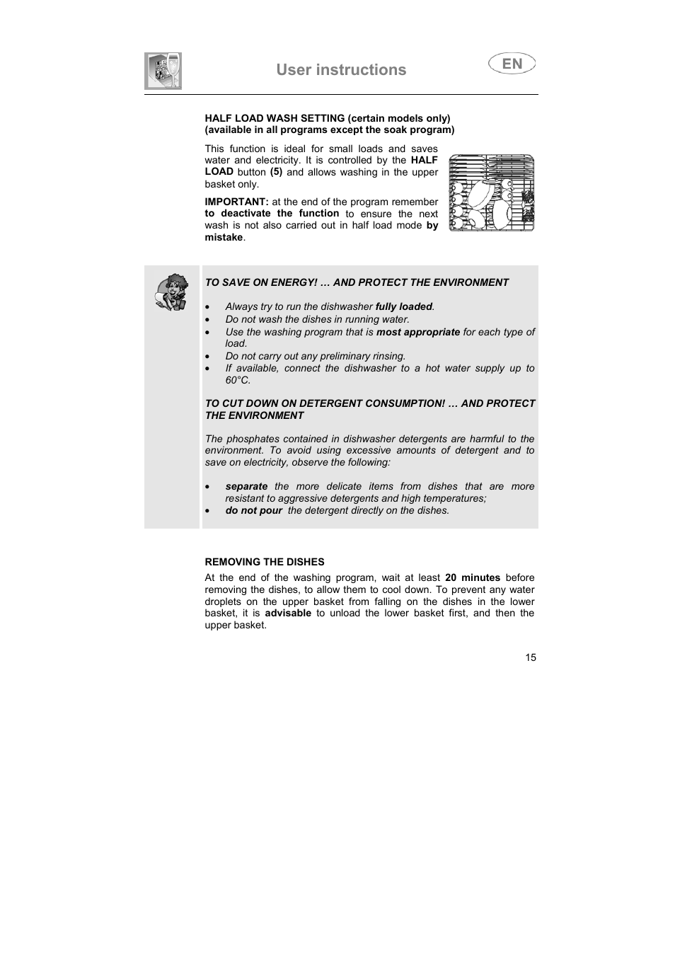 User instructions | Smeg DF614FAS User Manual | Page 14 / 34