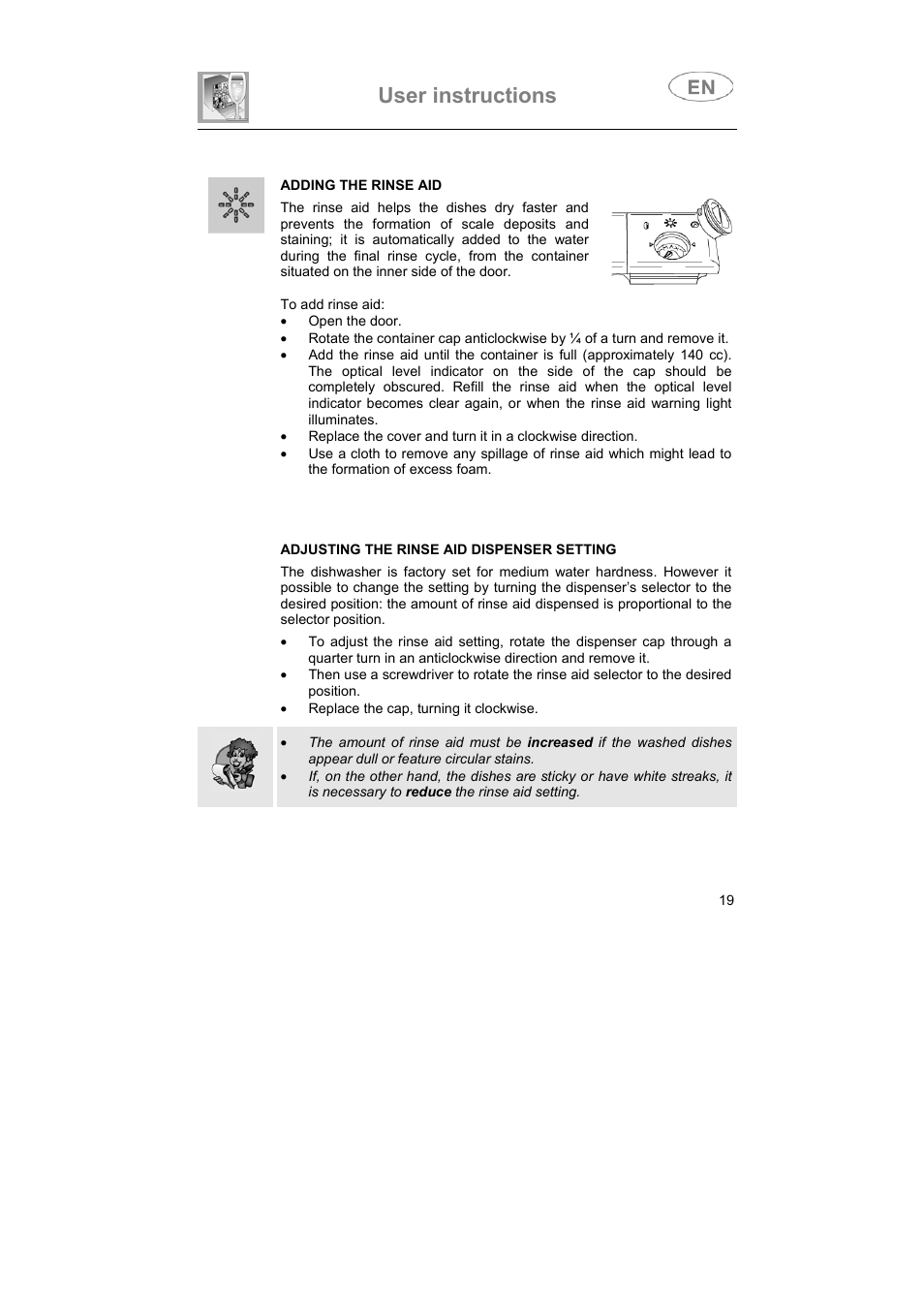 User instructions | Smeg DF614FAS User Manual | Page 18 / 34