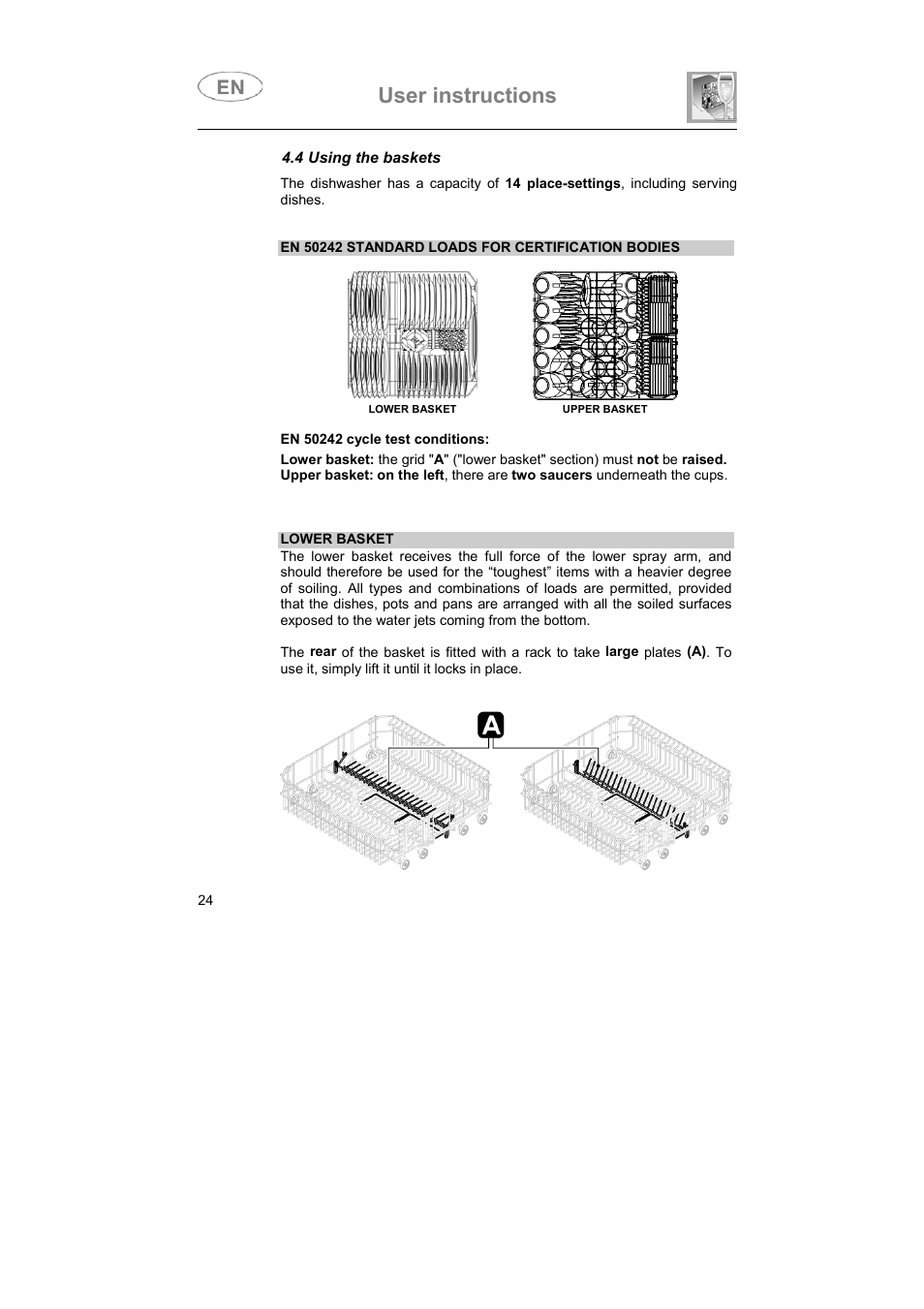 User instructions | Smeg DF614FAS User Manual | Page 23 / 34