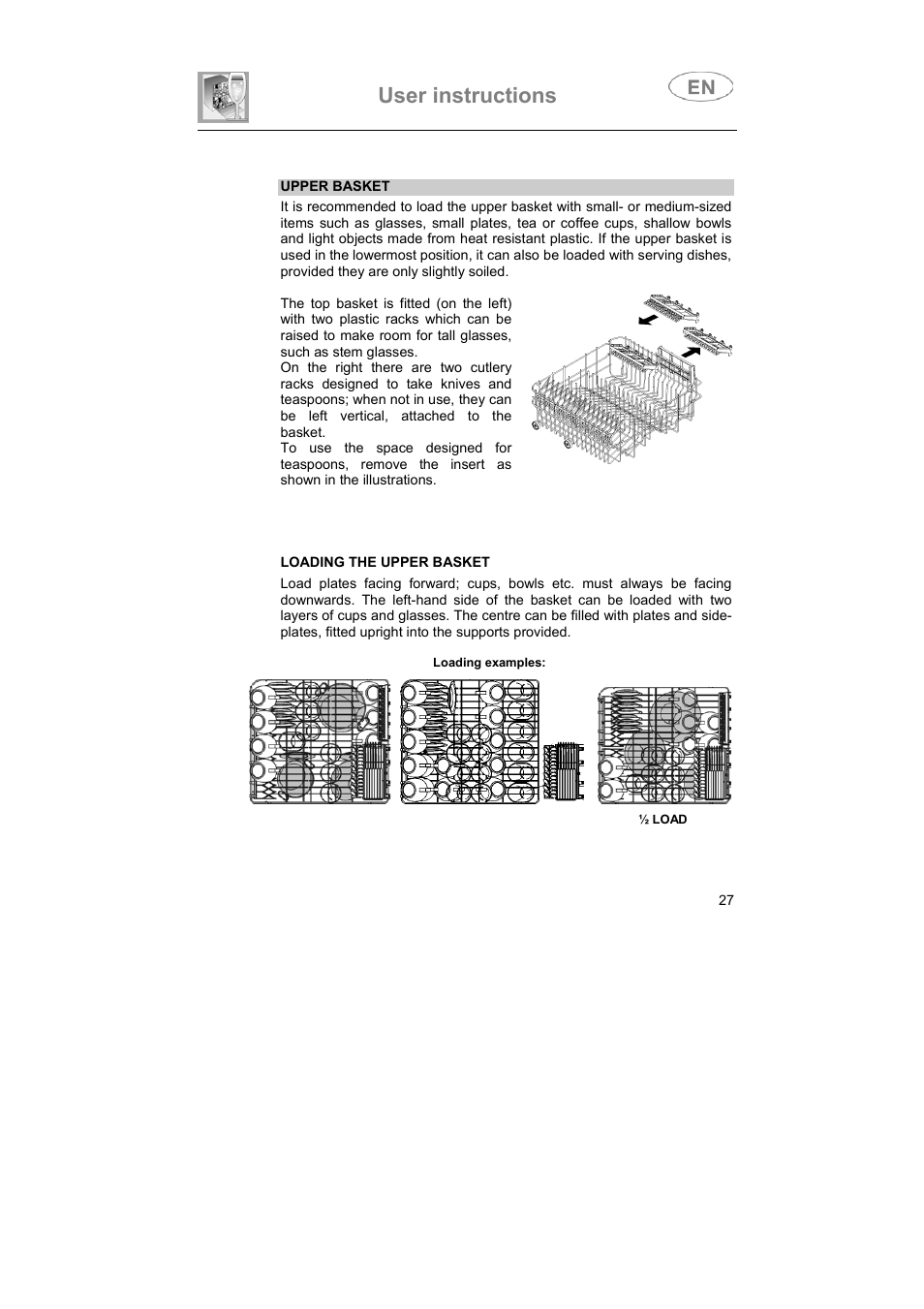 User instructions | Smeg DF614FAS User Manual | Page 26 / 34