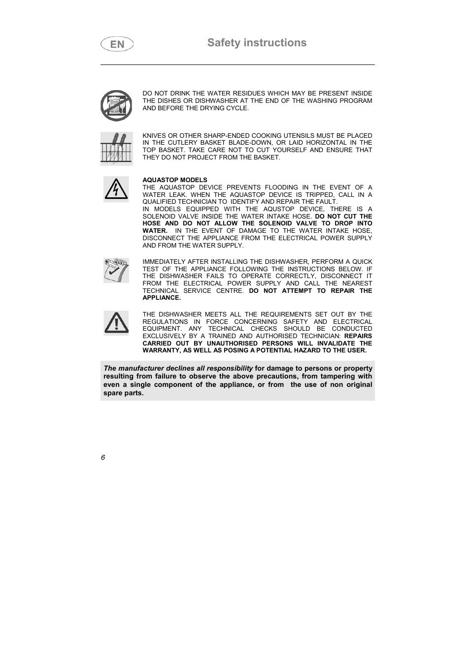 Safety instructions | Smeg DF614FAS User Manual | Page 5 / 34