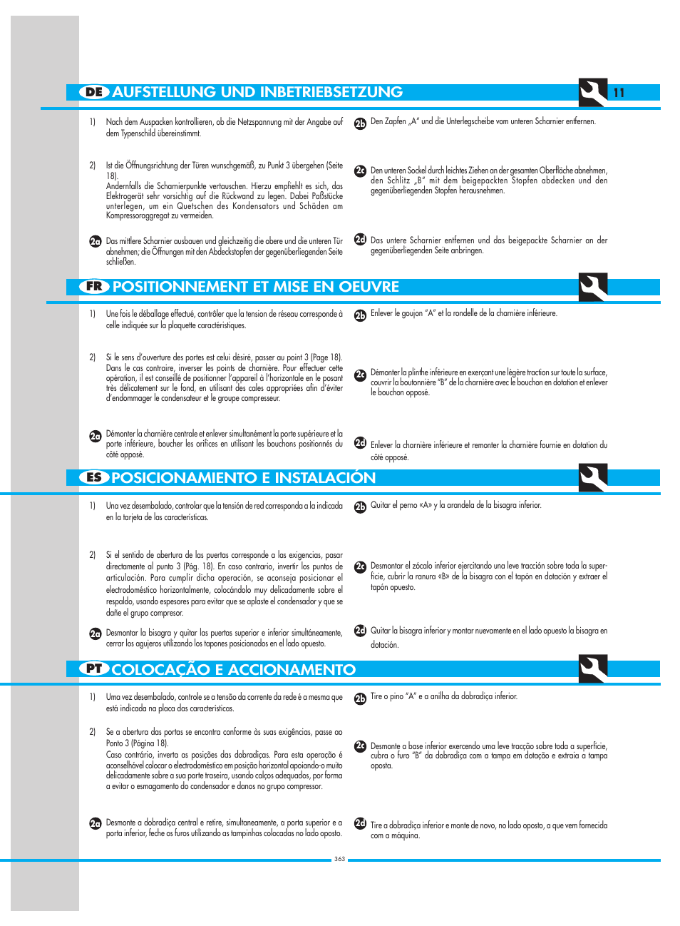 Positionnement et mise en oeuvre | Smeg CW350RX1 User Manual | Page 11 / 34