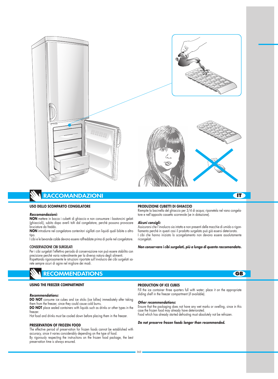 Raccomandazioni, Recommendations | Smeg CW350RX1 User Manual | Page 26 / 34