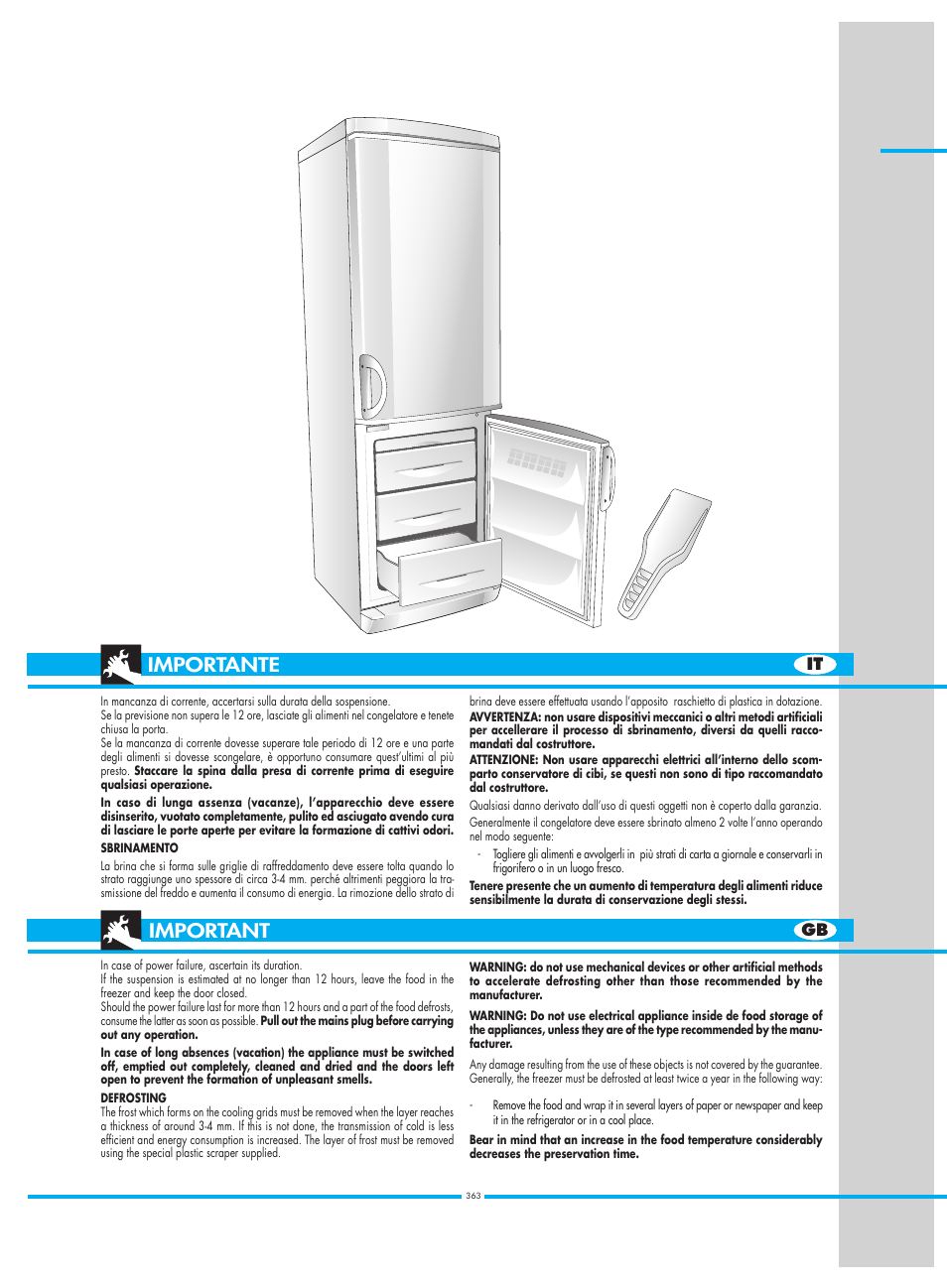 Importante important | Smeg CW350RX1 User Manual | Page 28 / 34