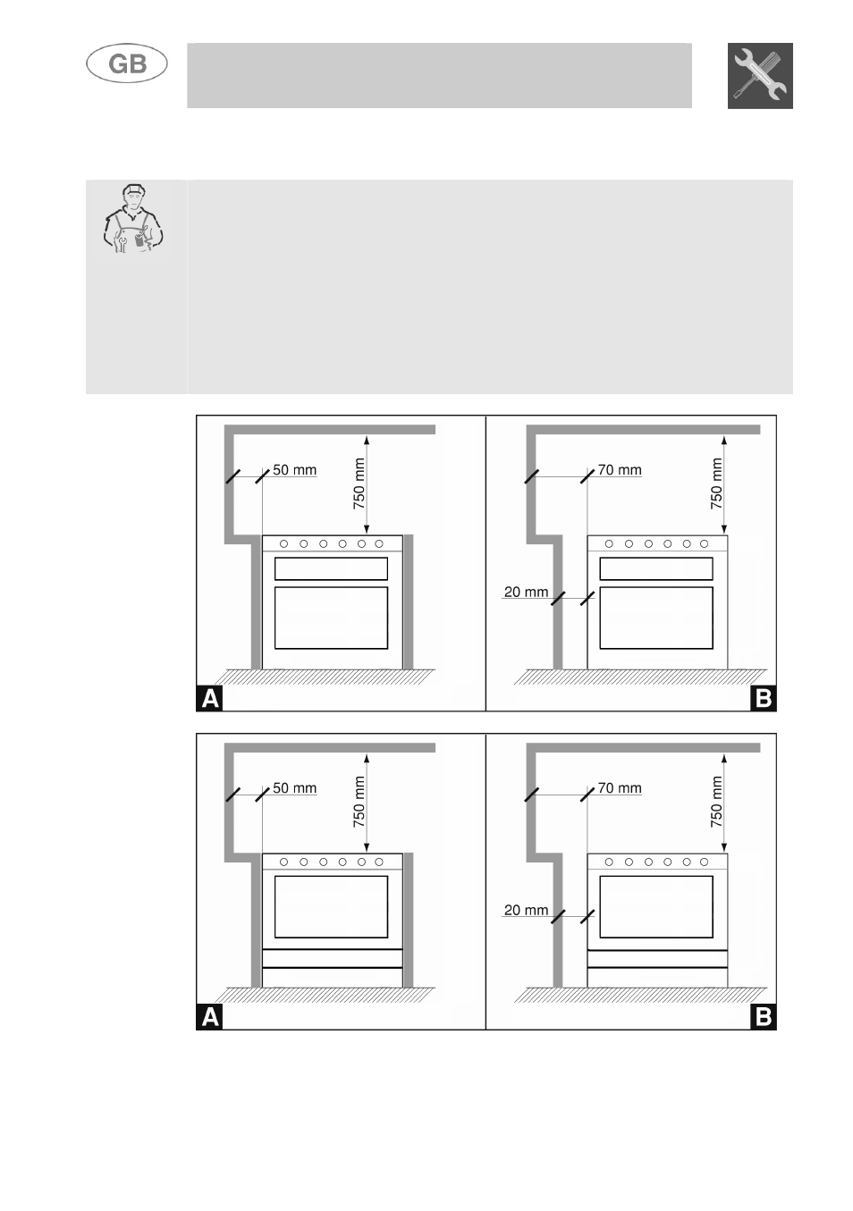 Instructions for the installer, Installation of the appliance | Smeg A41A User Manual | Page 4 / 31