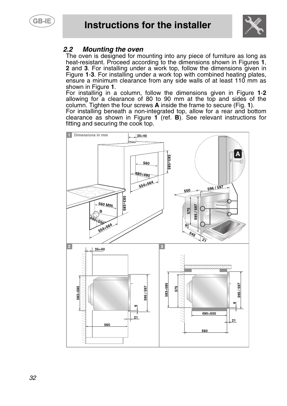 2 mounting the oven, Instructions for the installer | Smeg SC170 User Manual | Page 5 / 25