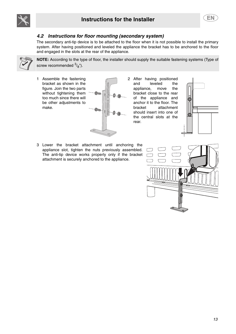 Instructions for the installer | Smeg C9GMXU User Manual | Page 11 / 16