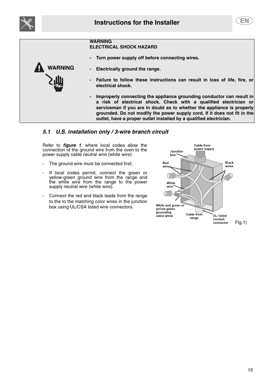 Instructions for the installer | Smeg C9GMXU User Manual | Page 13 / 16