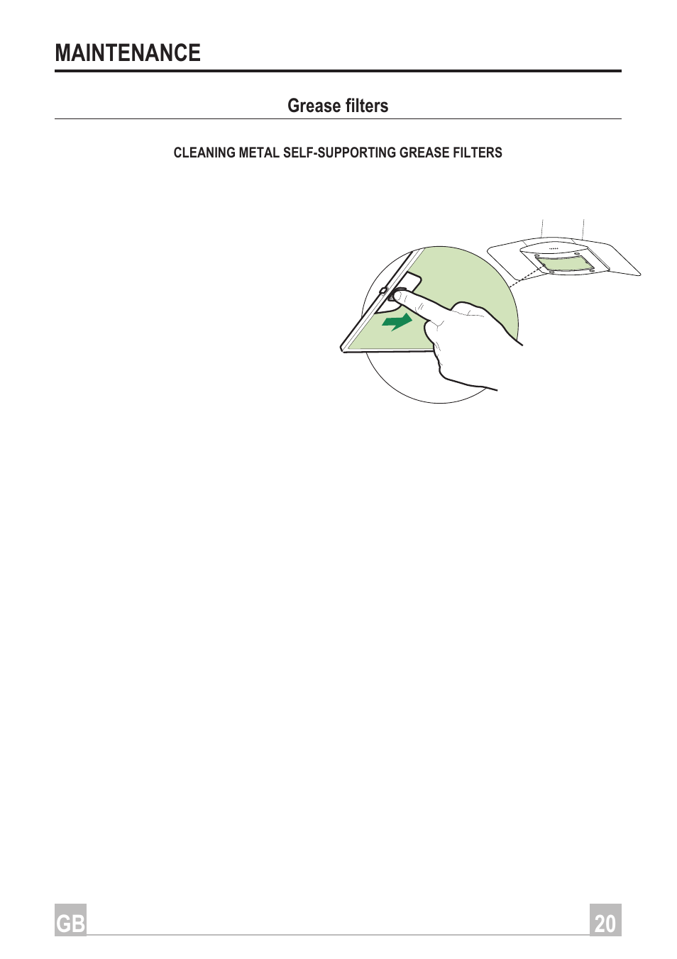 20 gb maintenance, Grease filters | Smeg Arco Isola Plus KSEIV96X User Manual | Page 10 / 12