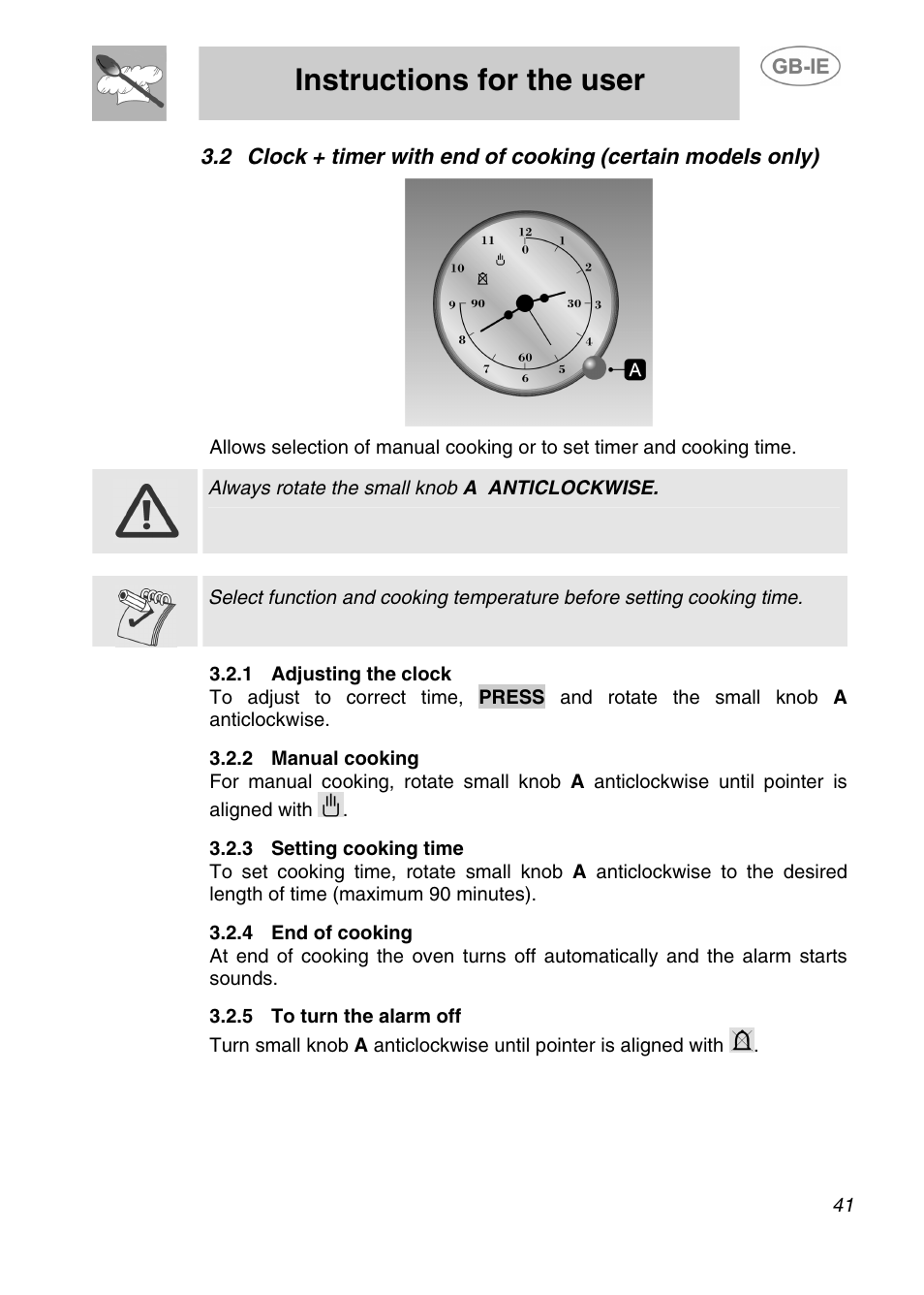 Instructions for the user | Smeg Electric Multifunction Pizza 166PZ-5 User Manual | Page 10 / 29
