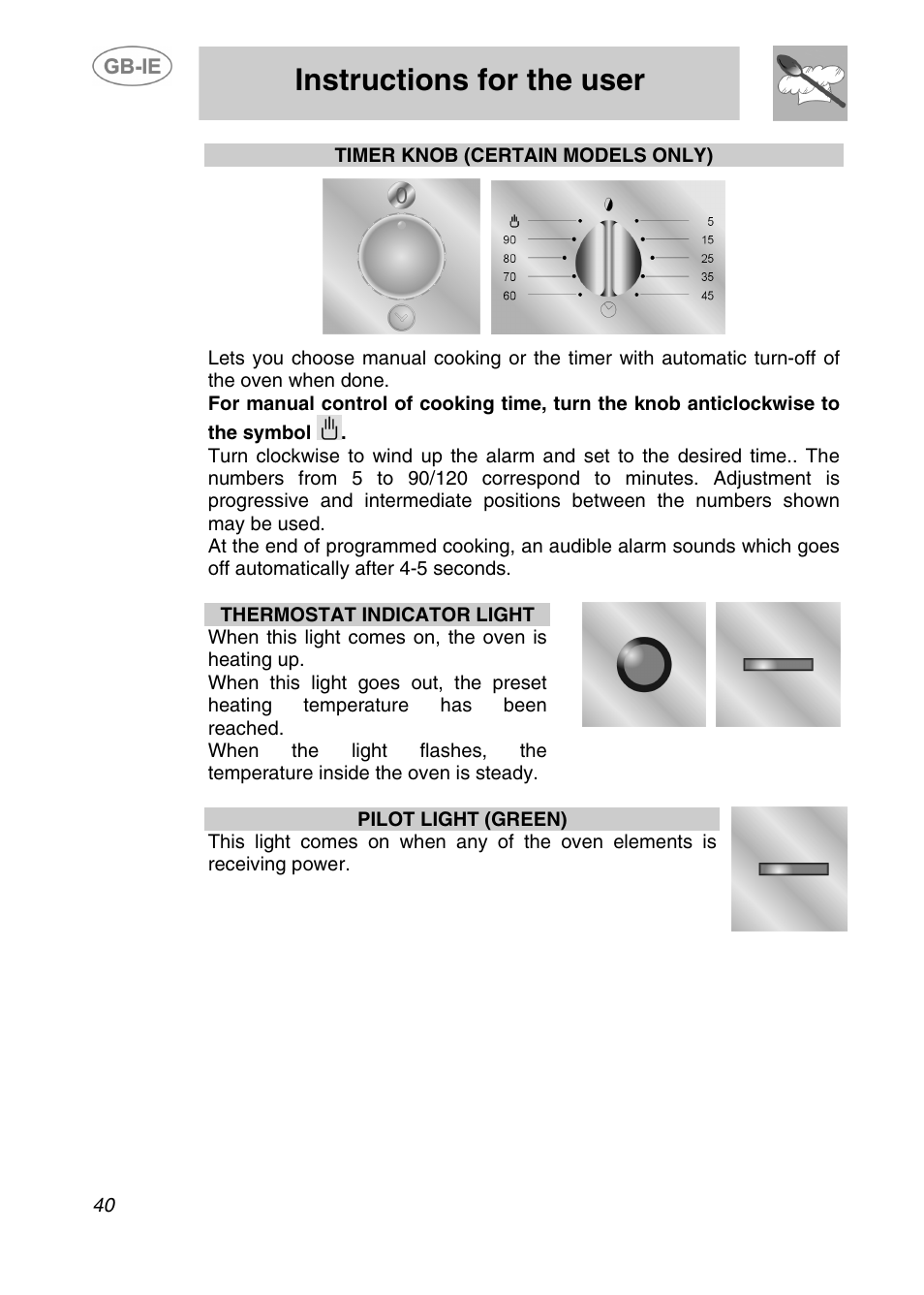 Instructions for the user | Smeg Electric Multifunction Pizza 166PZ-5 User Manual | Page 9 / 29