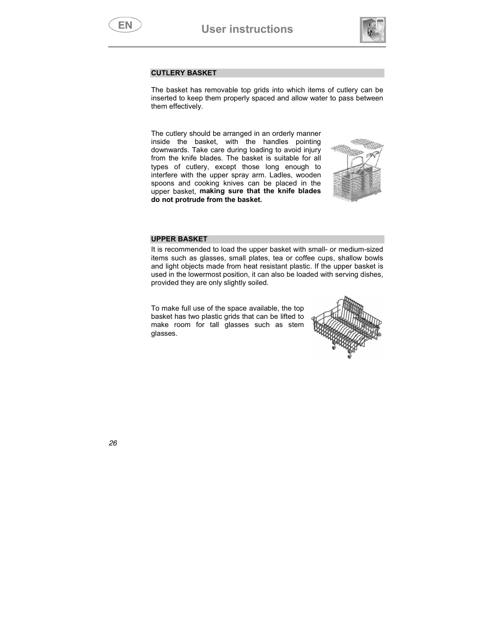User instructions | Smeg PLTW640X7 User Manual | Page 25 / 33