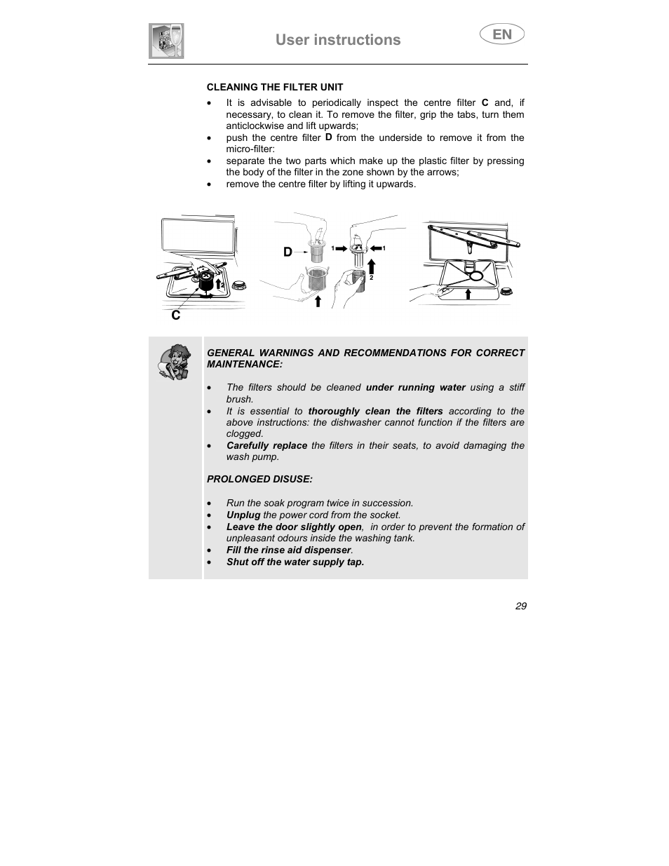 User instructions | Smeg PLTW640X7 User Manual | Page 28 / 33
