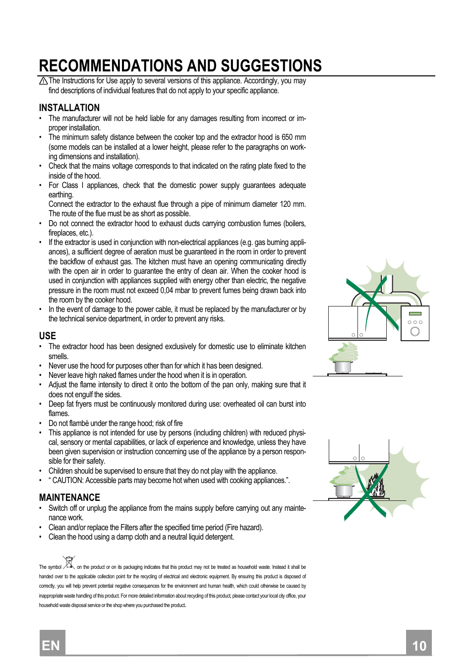 Recommendations and suggestions, En 1 10 | Smeg KSEG5X User Manual | Page 4 / 9