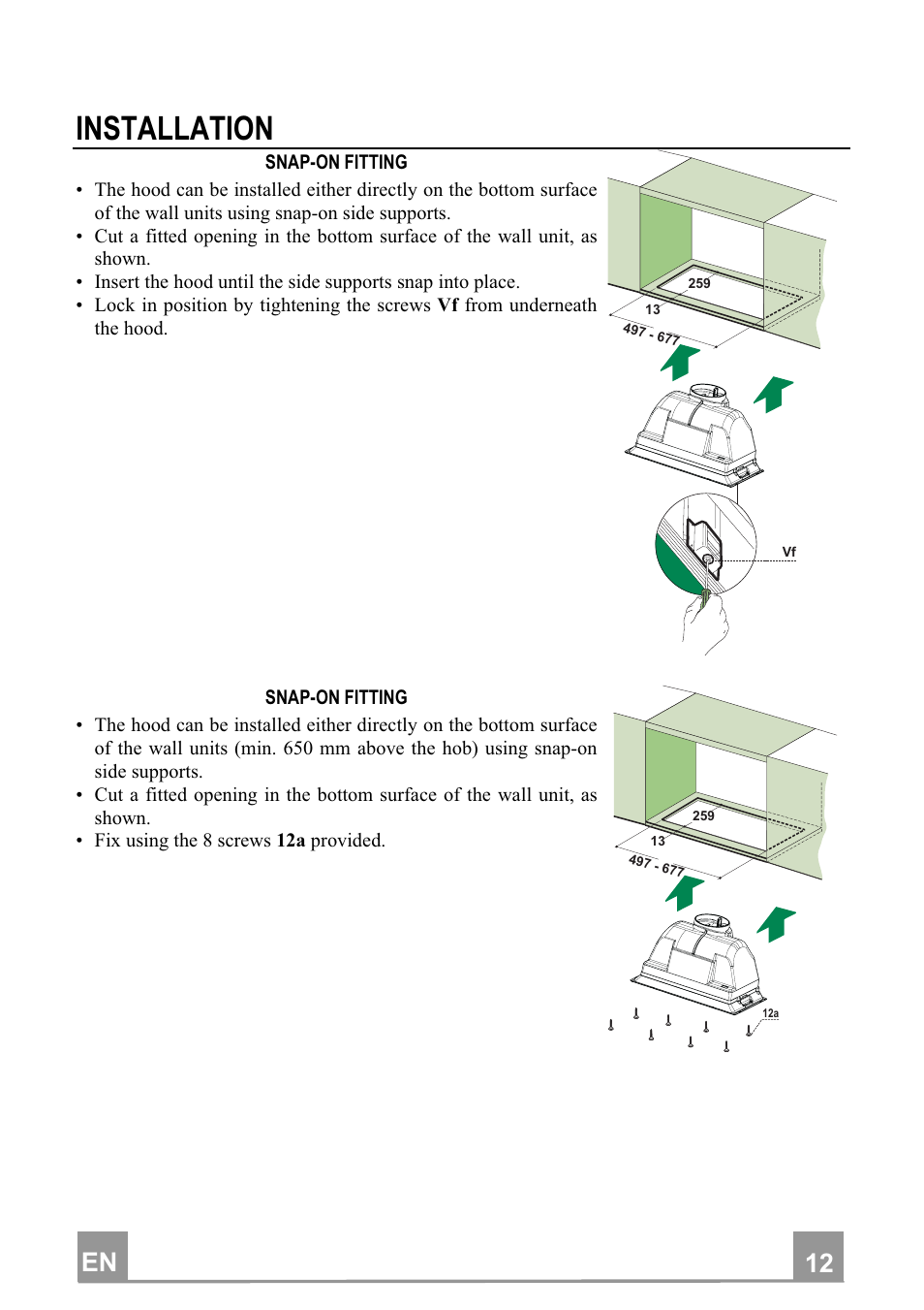 Installation, En 1 12 | Smeg KSEG5X User Manual | Page 6 / 9