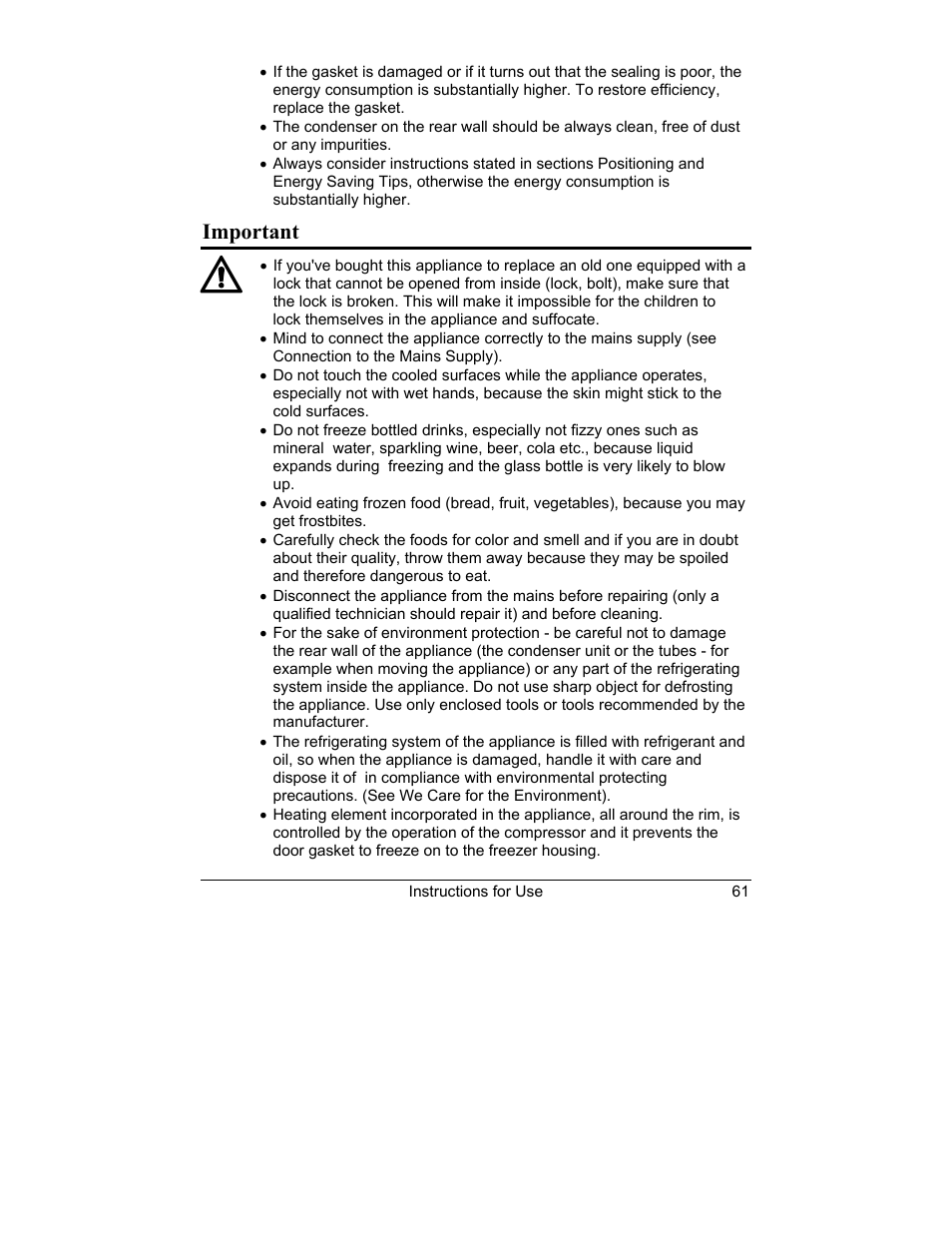 Important | Smeg CV10B User Manual | Page 3 / 17