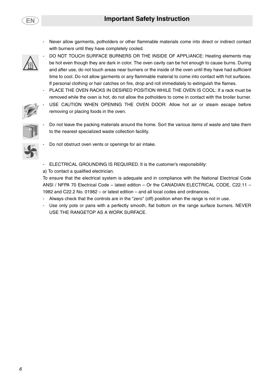 Important safety instruction | Smeg C6GGXU User Manual | Page 4 / 22