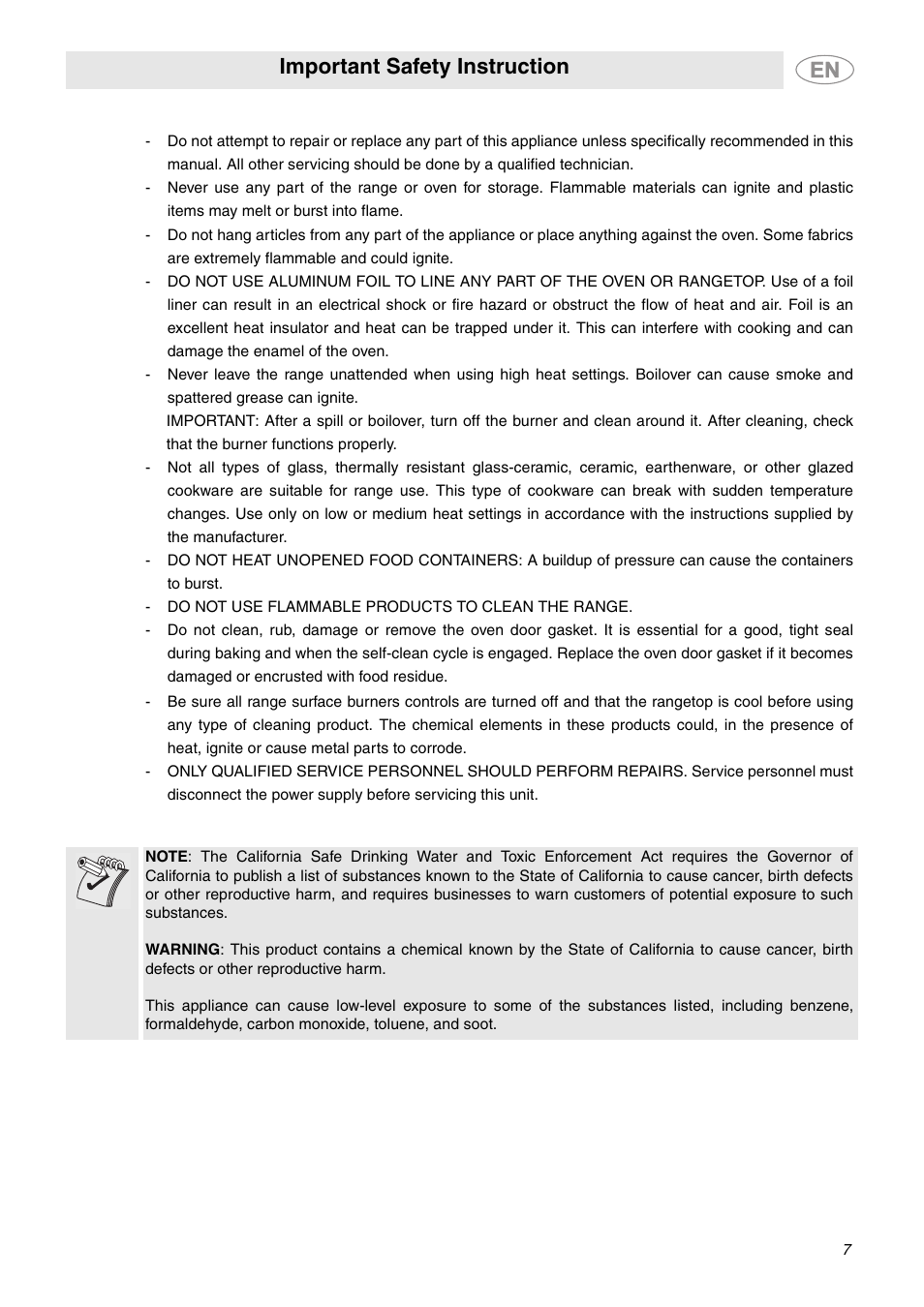 Important safety instruction | Smeg C6GGXU User Manual | Page 5 / 22