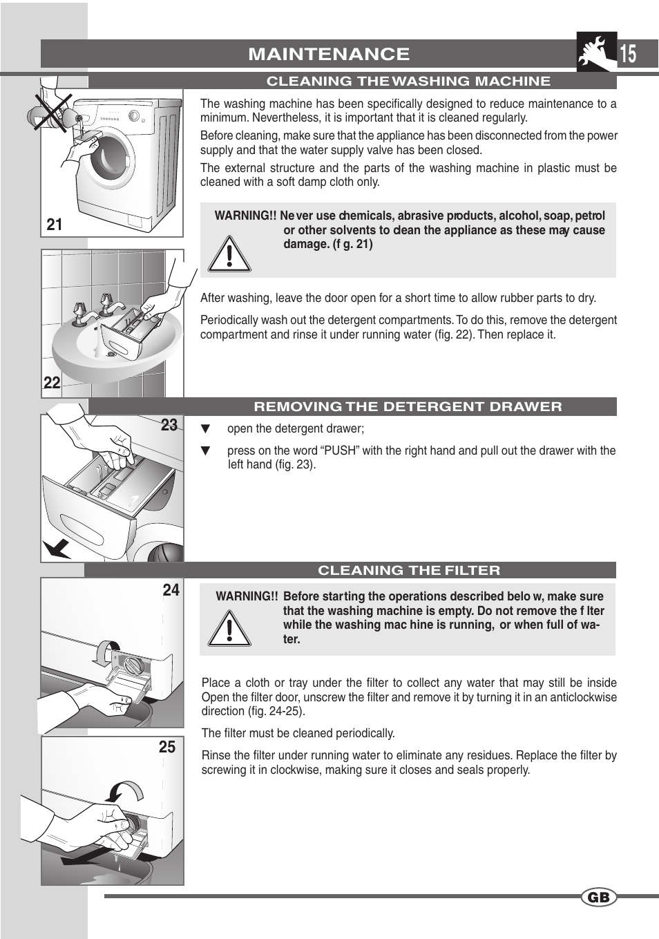 Maintenance | Smeg SWM65EG User Manual | Page 14 / 15