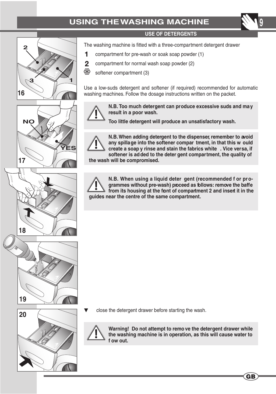 Using the washing machine | Smeg SWM65EG User Manual | Page 8 / 15