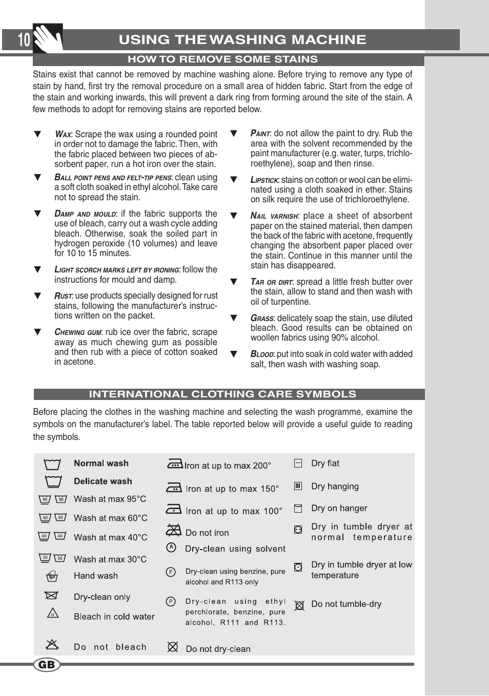 Using the washing machine | Smeg SWM65EG User Manual | Page 9 / 15