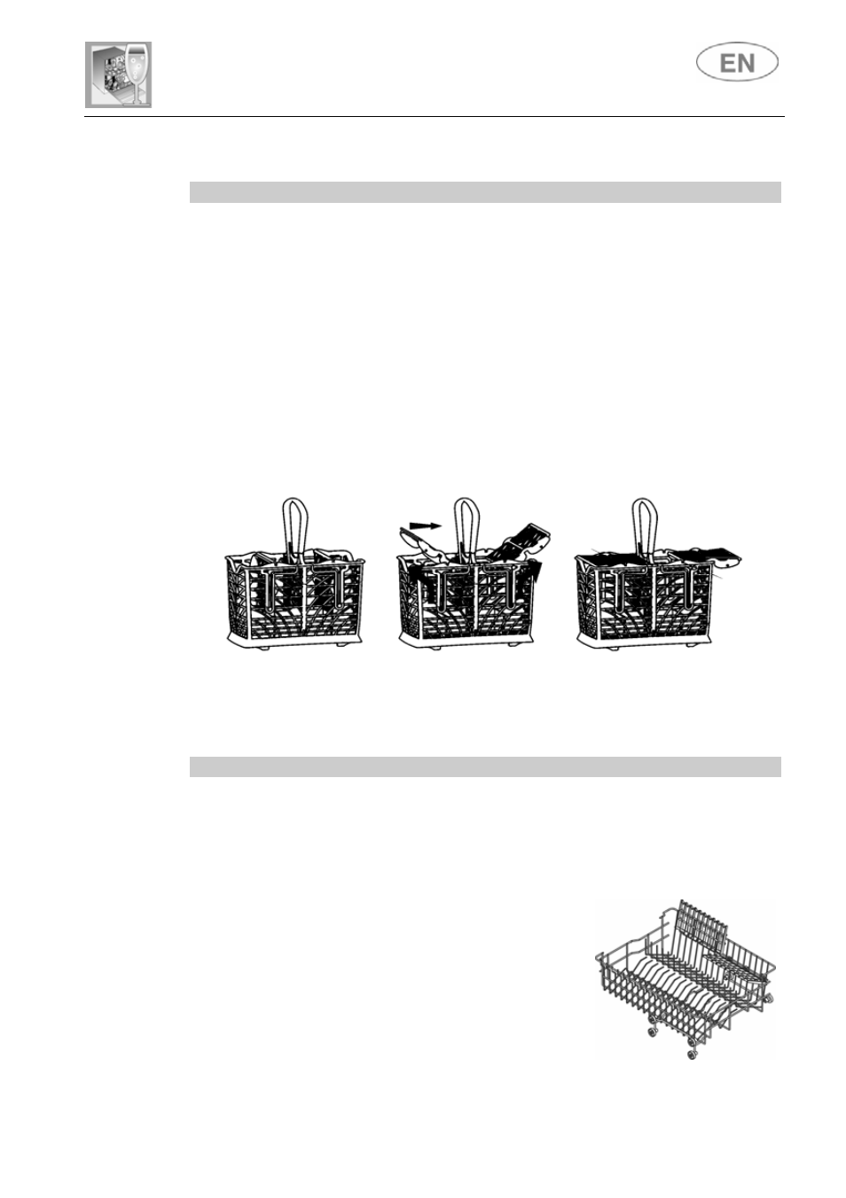 User instructions, Cutlery basket, Upper basket | Smeg LSA643BPQ User Manual | Page 26 / 36