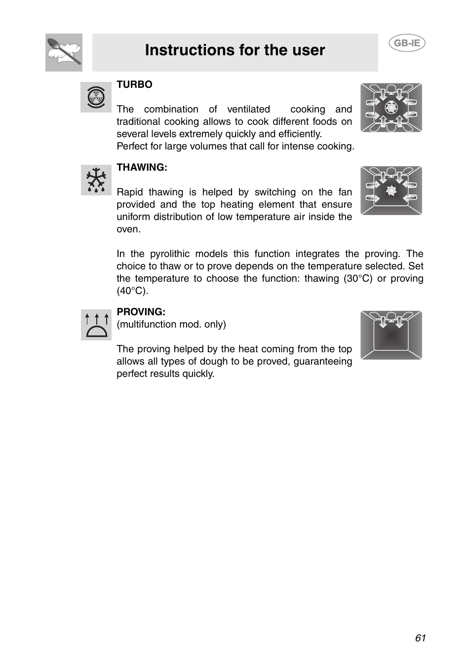 Instructions for the user | Smeg SC112-2 User Manual | Page 20 / 39