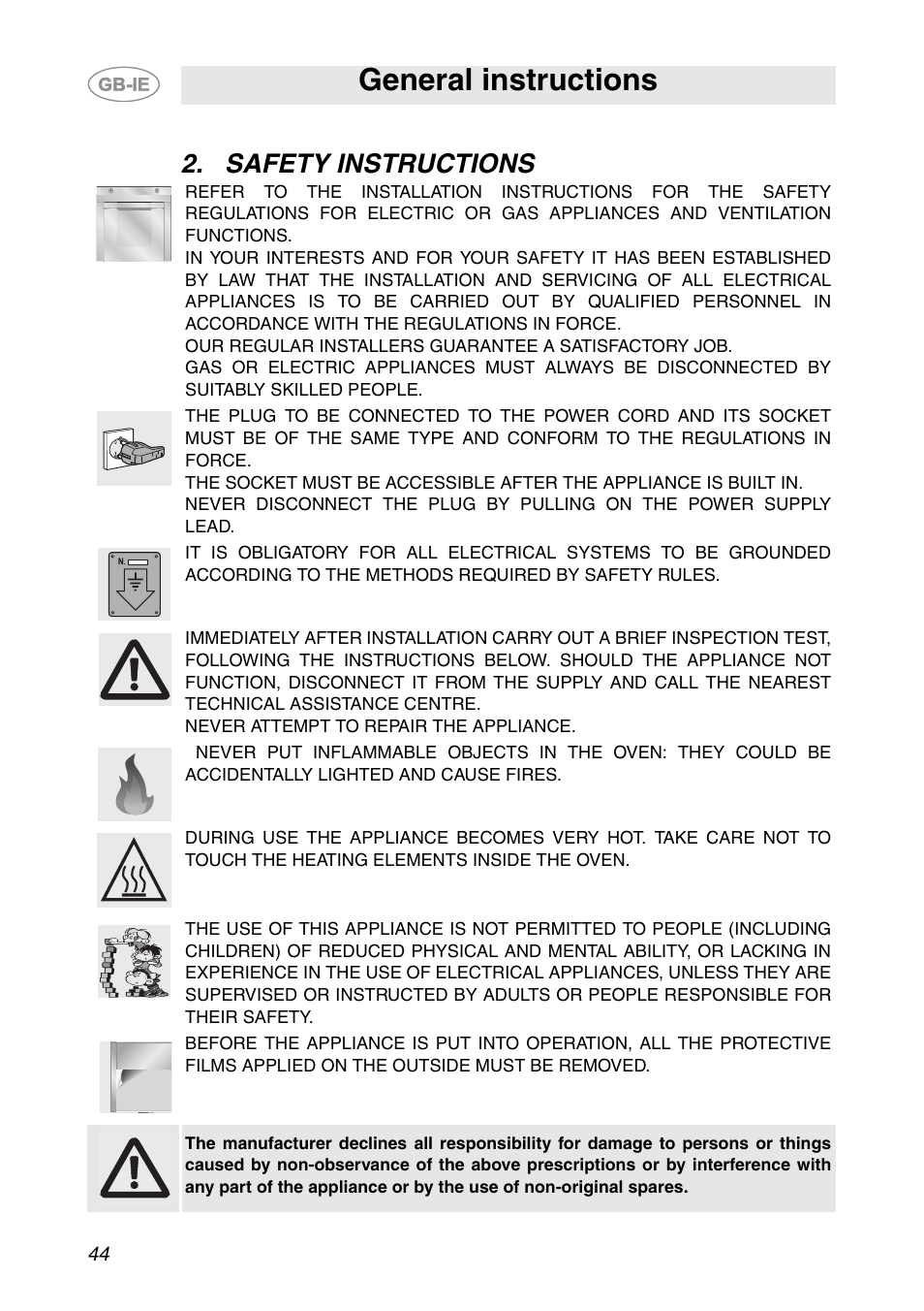 Safety instructions, General instructions | Smeg SC112-2 User Manual | Page 3 / 39