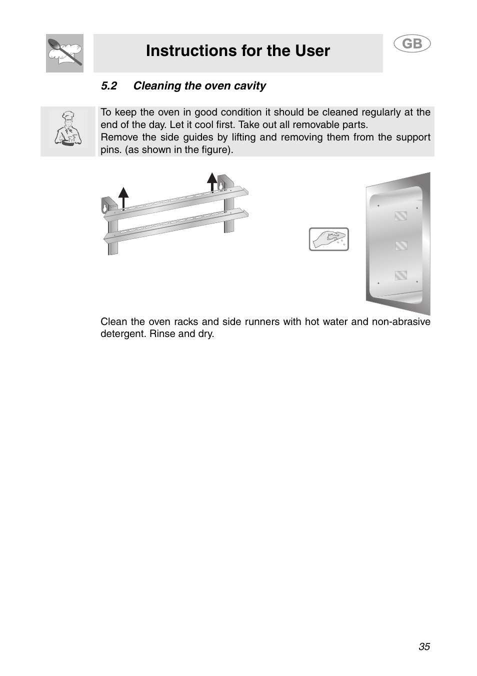 2 cleaning the oven cavity, Instructions for the user | Smeg ALFA341XM User Manual | Page 15 / 18