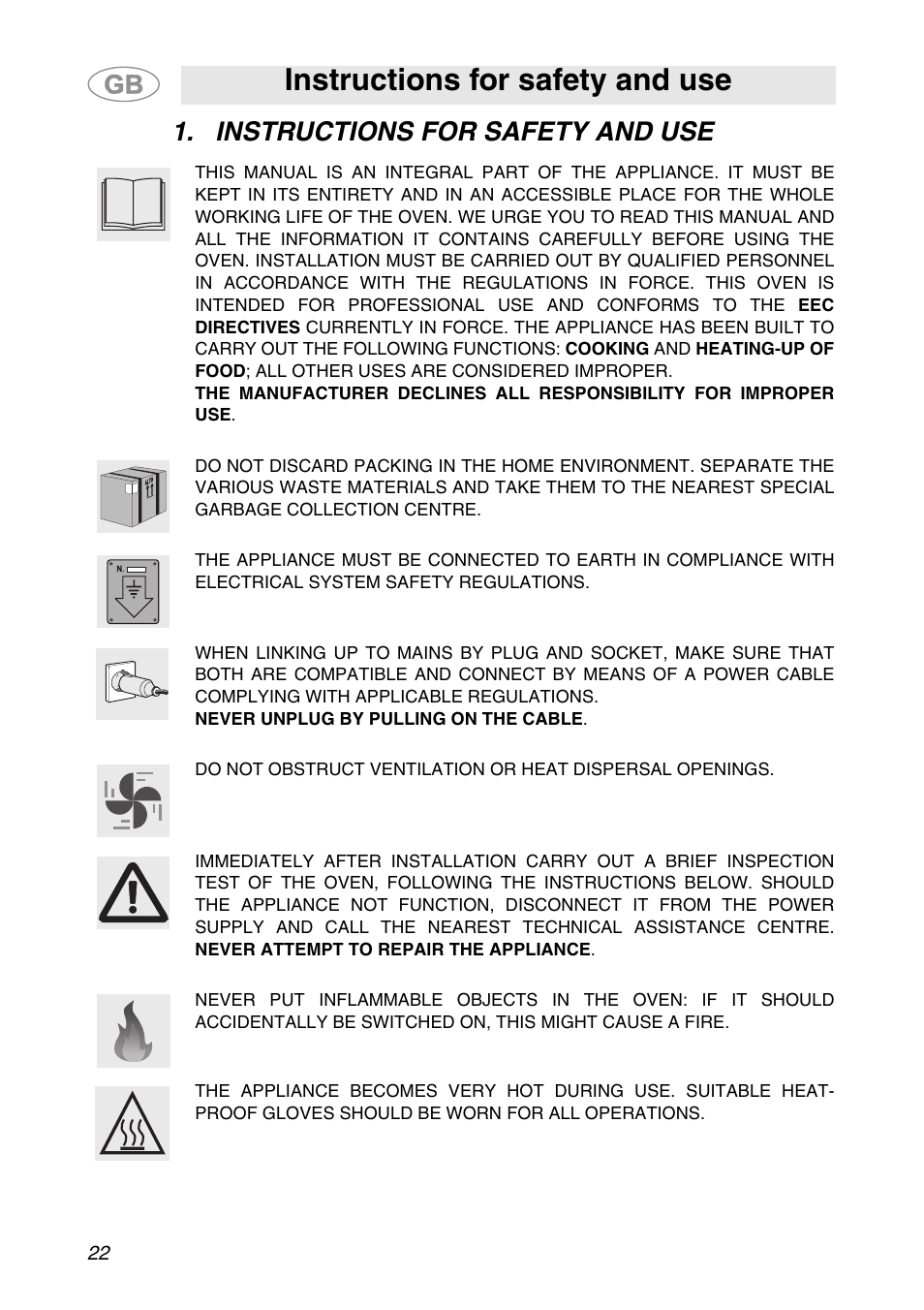 Instructions for safety and use | Smeg ALFA341XM User Manual | Page 2 / 18