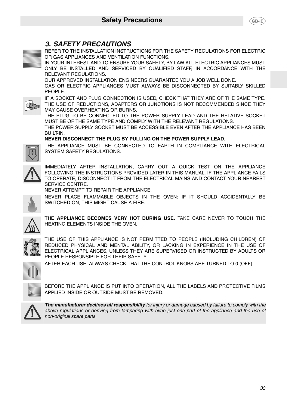 Safety precautions | Smeg FP132X User Manual | Page 4 / 27