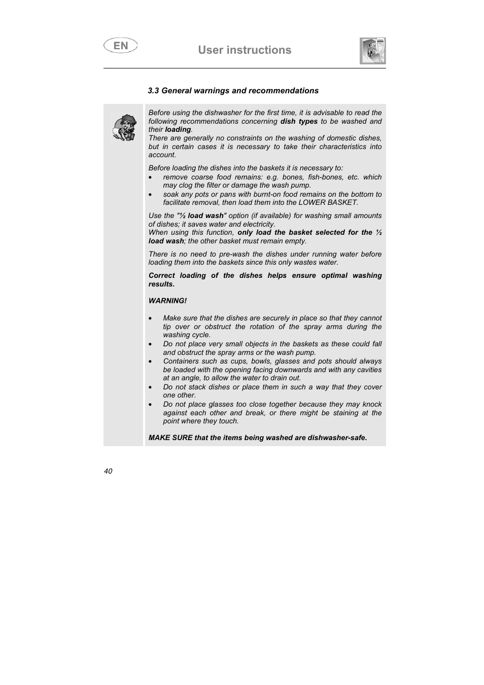 User instructions | Smeg LS6147XH7 User Manual | Page 28 / 39