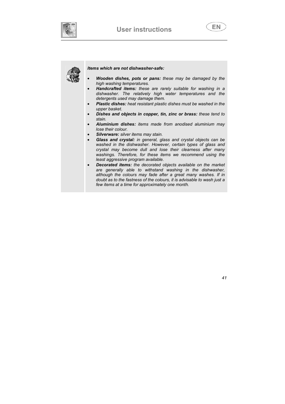 User instructions | Smeg LS6147XH7 User Manual | Page 29 / 39
