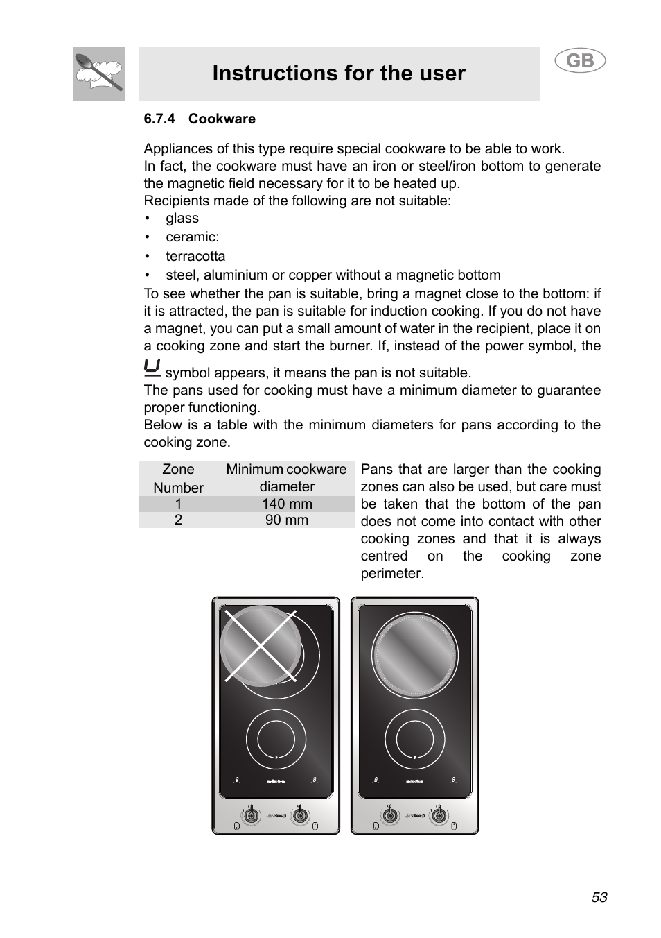 4 cookware, Instructions for the user | Smeg A31G7IXIA User Manual | Page 17 / 32