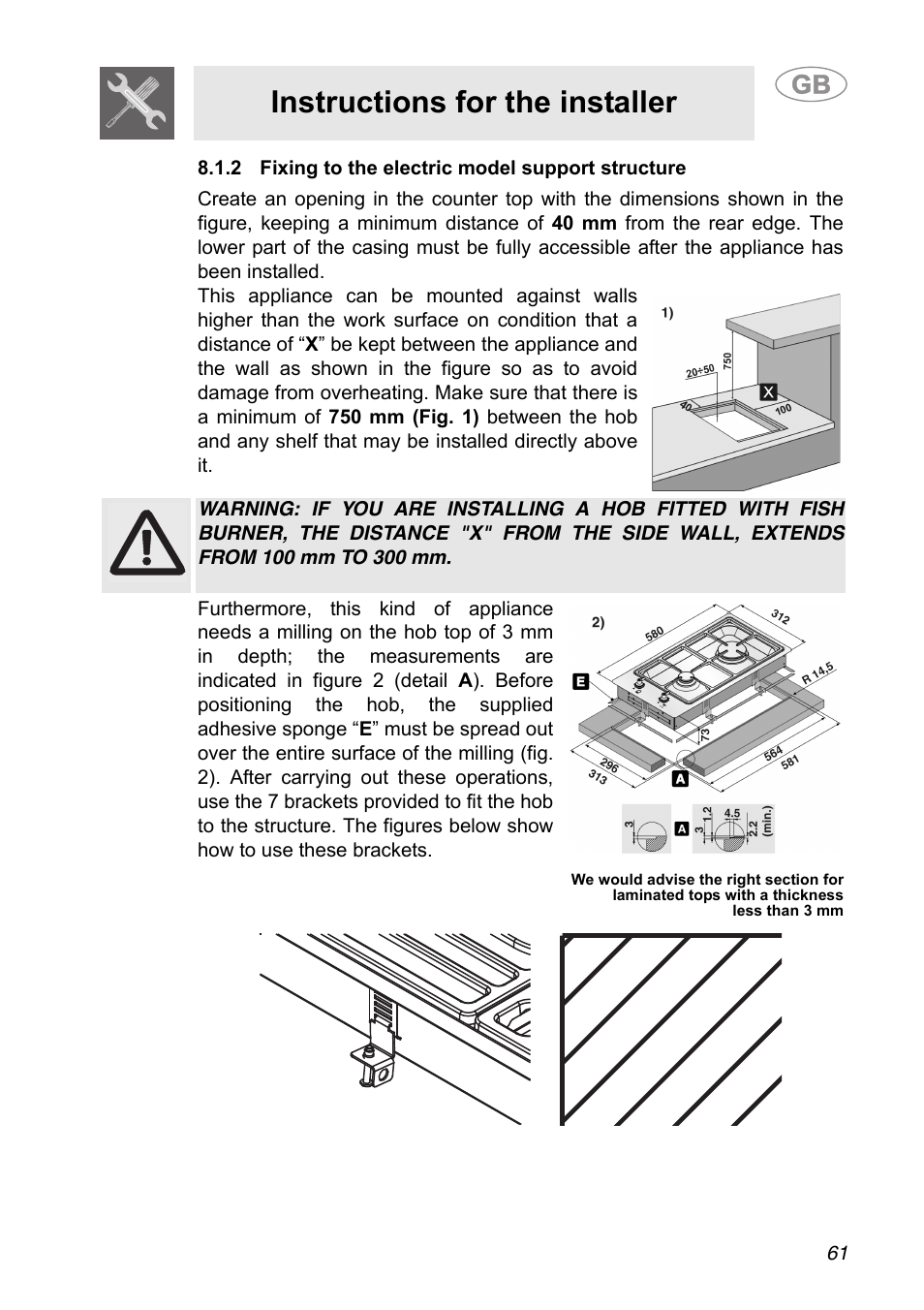 2 fixing to the electric model support structure, Instructions for the installer | Smeg A31G7IXIA User Manual | Page 25 / 32